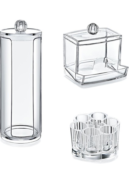 3'lü Çok Amaçlı Makyaj Düzenleyici Set, Beyaz Renk