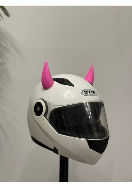 Motor & Motosiklet Neon Pembe Simli Şeytan Boynuzu Kask Dış Aksesuar fiyatları