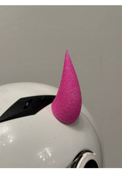 Motor & Motosiklet Neon Pembe Simli Şeytan Boynuzu Kask Dış Aksesuar modelleri