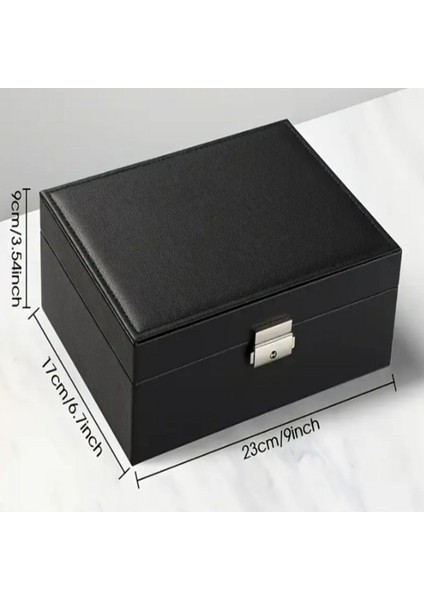 Şık Çok Bölmeli Suni Deri Takı Kutusu Anahtarlı Kilitli Siyah fiyatları