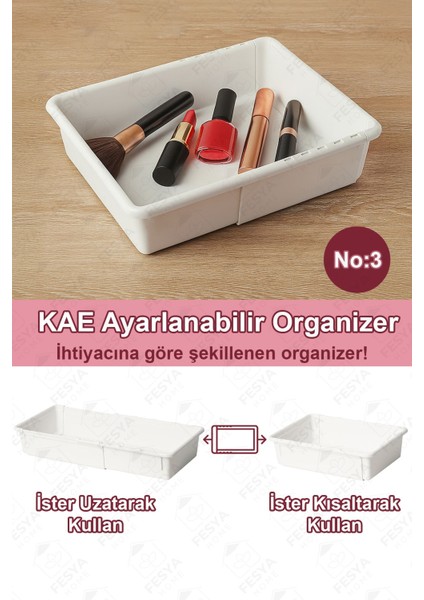 Genişletilebilir Modüler Makyaj Çekmecesi, Ayarlanabilir Düzenleyici Beyaz