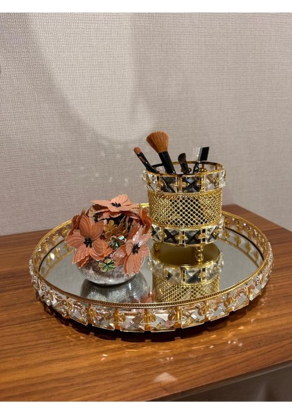 Şık Kristal Taşlı Makyaj Fırçası Organizeri Kozmetik Düzenleyici