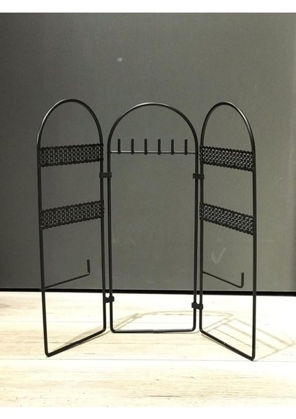 Şık Metal Takı Düzenleyici, 3 Parça Küpe ve Kolye Standı Siyah fırsatları