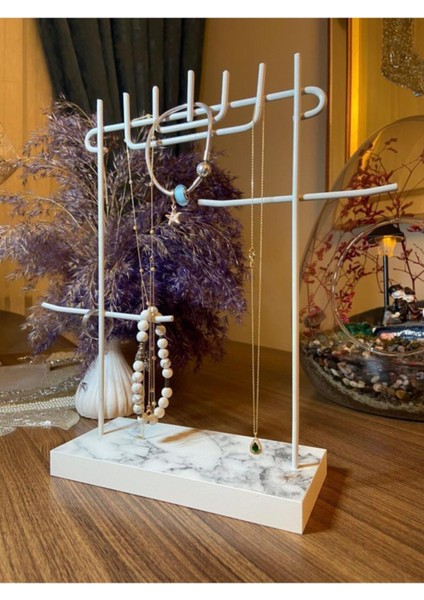 Beyaz Mermer Görünümlü Takı Standı, Şık ve Kullanışlı Dekoratif Aksesuar fiyatları