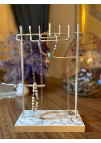 Beyaz Mermer Görünümlü Takı Standı, Şık ve Kullanışlı Dekoratif Aksesuar modelleri