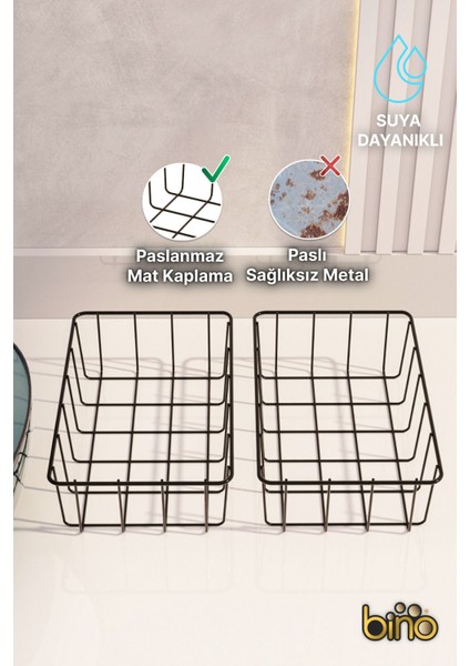 Iki Adet Çok Amaçlı Düzenleyici Sepet, Banyo Kozmetik ve Makyaj Için Siyah Metal modelleri