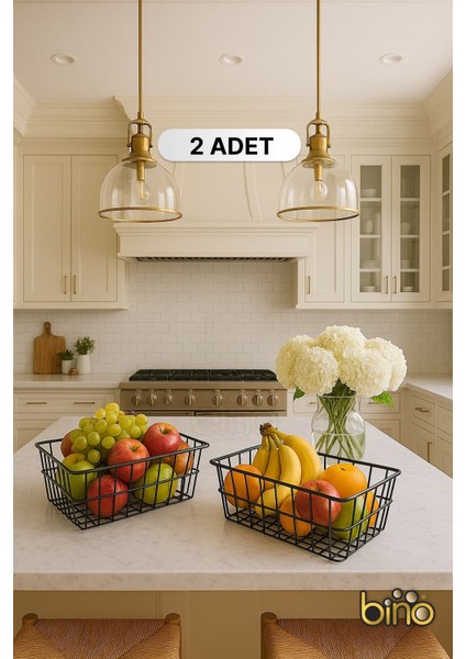 Iki Adet Çok Amaçlı Düzenleyici Sepet, Banyo Kozmetik ve Makyaj Için Siyah Metal