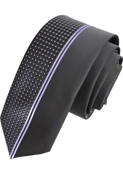 Mor Siyah Kare Desenli Özel Pano Kesim Ince Moda Slim Kravat fiyatları