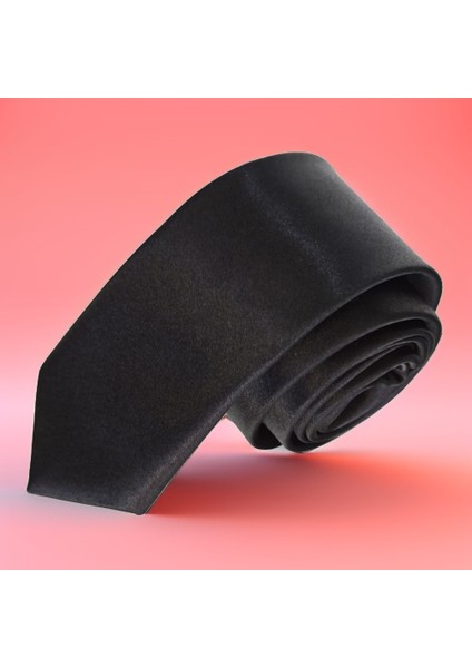 Siyah Sade Saten Dokuma Ince Moda Slim Kravat fiyatları