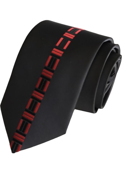 Siyah Kırmızı Ortadan Desenli Özel Kesim Italyan Kravat fiyatları