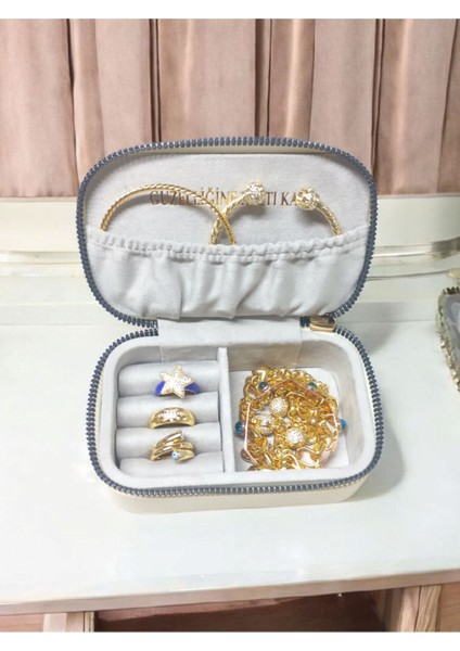 Şık Bej Seyahat Takı Saklama Kutusu, Ahşap ve Deri Tasarım fiyatları