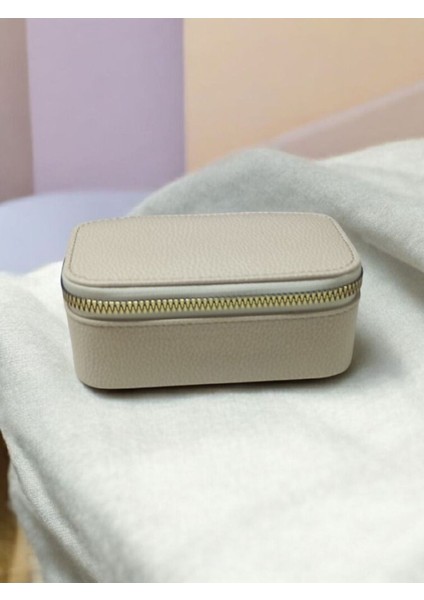 Şık Bej Seyahat Takı Saklama Kutusu, Ahşap ve Deri Tasarım modelleri