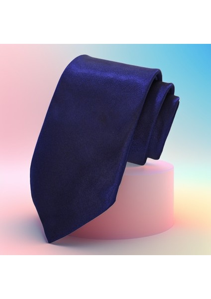 Lacivert Sade Saten Dokuma Italyan Kravat