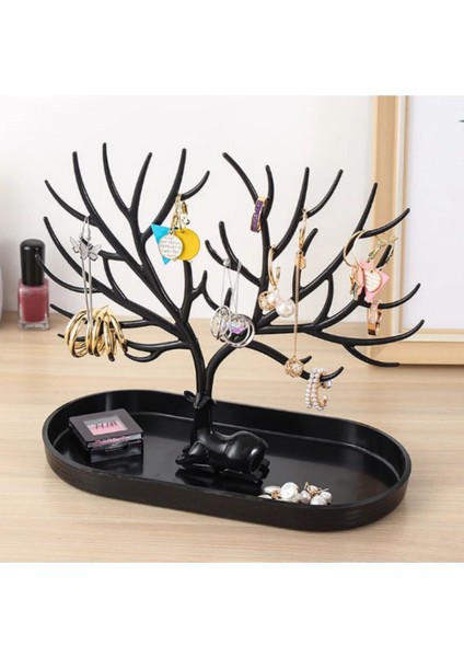 Geyik Temalı Takı Standı, Yüzük, Küpe ve Kolye Organizer Askısı Siyah fiyatları