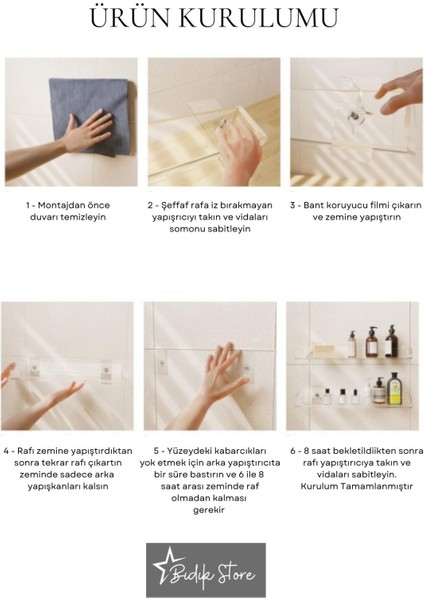 Turuncu, Şeffaf, 2'li, Kendinden Yapışkanlı, Minimalist ve Şık Duvar Rafı Seti fırsatları