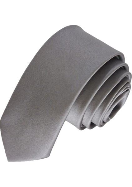 Gri Sade Saten Dokuma Ince Moda Slim Kravat fiyatları