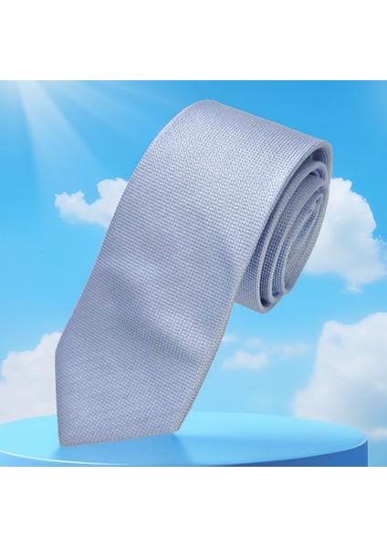 Mavi Baby Blue Kuş Gözü Desenli Jakar Dokuma Italyan Kravat