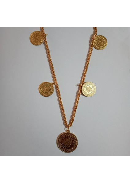 Nurtakı Beşi Bir Yerde Altın Renk Kaplama Kolyesi