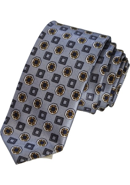Mavi Üzeri Geometrik Desen Baskılı Ince Moda Slim Kravat fiyatları