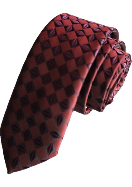 Bordo Üzerine Geometrik Kahve Çekirdeği Jakar Dokuma Ince Moda Slim Kravat fiyatları