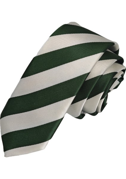 Yeşil Beyaz Çizgili Jakar Dokuma Ince Moda Slim Kravat fiyatları