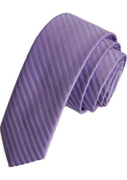 Mor Lila Kendinden Çizgili Jakar Dokuma Ince Moda Slim Kravat fiyatları