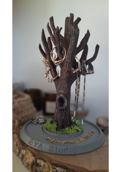 Yeşil Ağaç Figürlü Takı ve Mücevher Askısı, Doğal Yosun Detaylı, Şık ve Pratik fiyatları