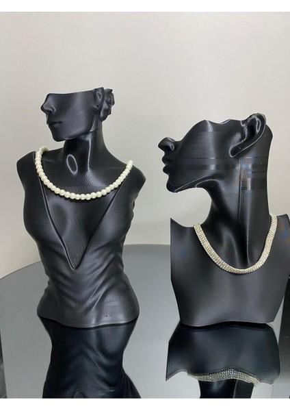 4'lü Dekoratif Takı Organizer Manken Standı, Makyaj ve Yüzük Sergi, 21 cm Siyah fiyatları