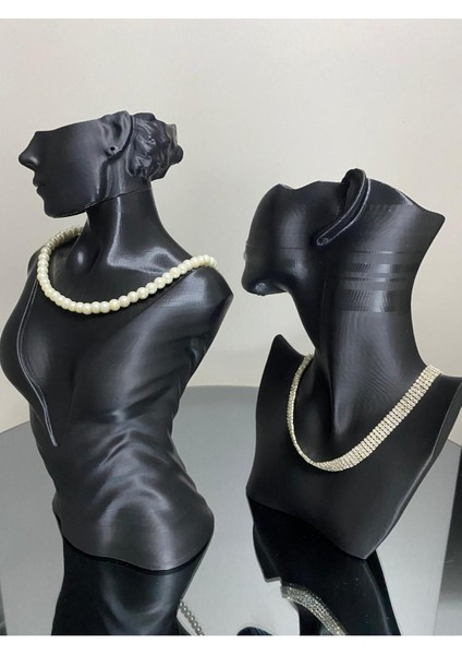 4'lü Dekoratif Takı Organizer Manken Standı, Makyaj ve Yüzük Sergi, 21 cm Siyah modelleri