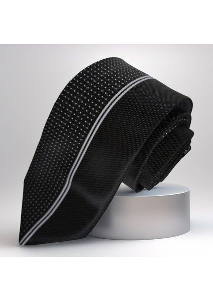 Siyah Puantiyeli Yarısı Sade Özel Kesim Italyan Kravat fiyatları