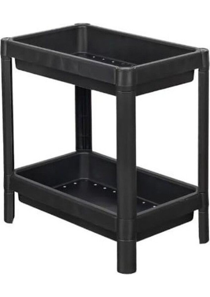 Iki Katlı Siyah Raf, Düzenleyici ve Şık Depolama Çözümü