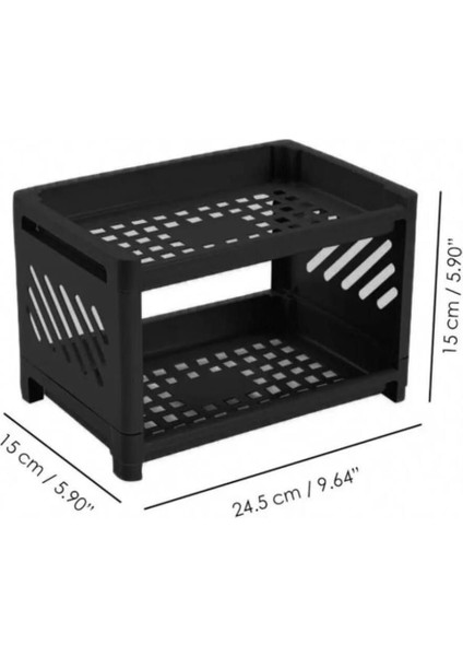 Iki Katlı Siyah Raf, Düzenleyici ve Şık Depolama Çözümü