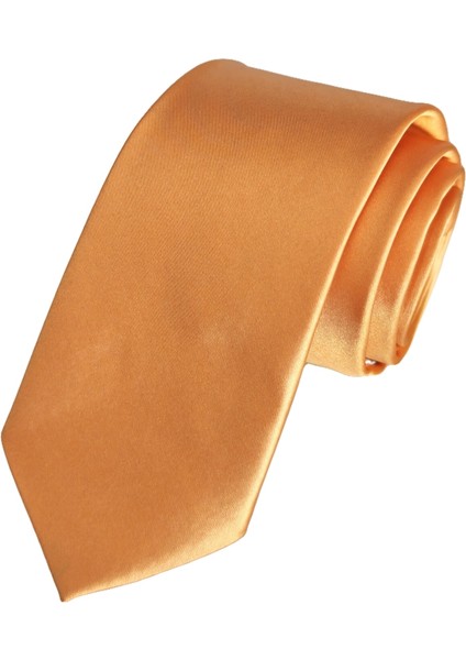 Turuncu Sade Saten Dokuma Ince Moda Slim Kravat fiyatları