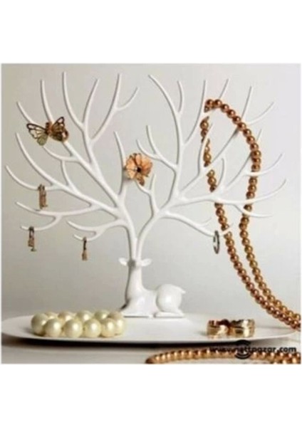 Şeffaf Takı Standı, Beyaz Geyik Tasarımıyla Şık ve Düzenli Saklama Çözümü fiyatları