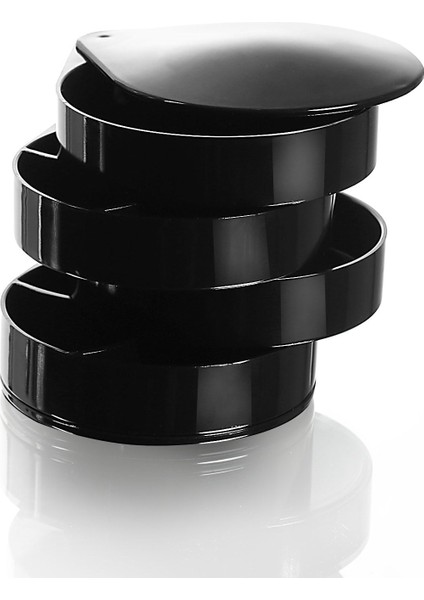 4 Katlı Dönebilen Silindir Takı Organizeri, Yüzük ve Kolye Düzenleyici Siyah modelleri