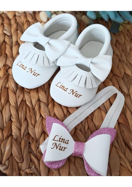 Bebeğinize Özel Beyaz Fiyonk Ayakkabı ve Bandana indirimleri
