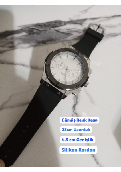 Yuvarlak Kasa Erkek Kol Saati - Siyah Silikon Kordon Siyah 6045