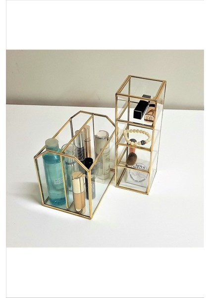 Yatay ve Dikey Pirinç Makyaj Organizer, Şık ve Fonksiyonel Saklama Çözümü modelleri