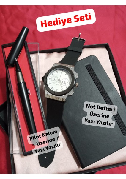 Özel Kutusunda Kombin Erkek Saat Seti Öğretmen Avukat Doktorlara Hediyelik -( 3 Parça'lı ) - 6045