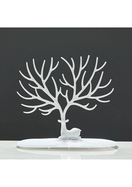 Geyik Temalı Takı Askısı, Yüzük, Küpe ve Kolye Düzeni, Organizer, Beyaz Renk modelleri