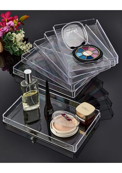 6'lı Turuncu Makyaj Organizer Sunum Tepsisi, Şık ve Kullanışlı Dekoratif Set