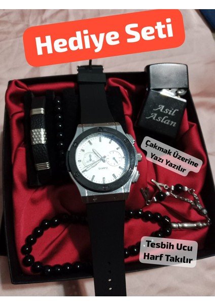 Hediyelik Özel Kutusunda Erkek Kombin Saat Seti Sevgiliye Eşinize Hediye - 6045