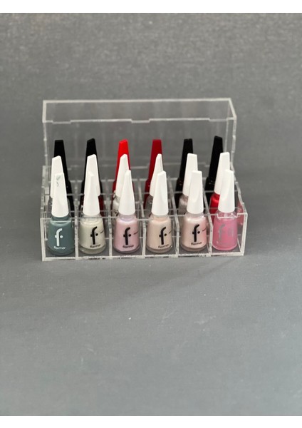 Beyaz 18'li Şeffaf Oje Standı, Düzenli Saklama ve Kullanım Kolaylığı Sağlar. fırsatları