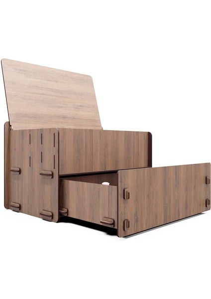 Kahverengi 10 Gözlü Ahşap Takı ve Makyaj Masası Organizeri Düzenleyici