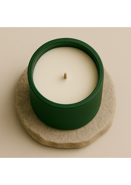 Amber Kokulu Yeşil Beton Mum – %100 Soya Wax, El Yapımı, Doğal Vegan Mum fırsatları