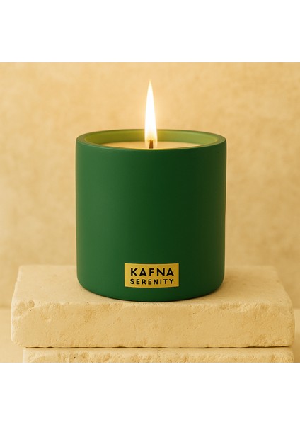 Amber Kokulu Yeşil Beton Mum – %100 Soya Wax, El Yapımı, Doğal Vegan Mum indirimleri