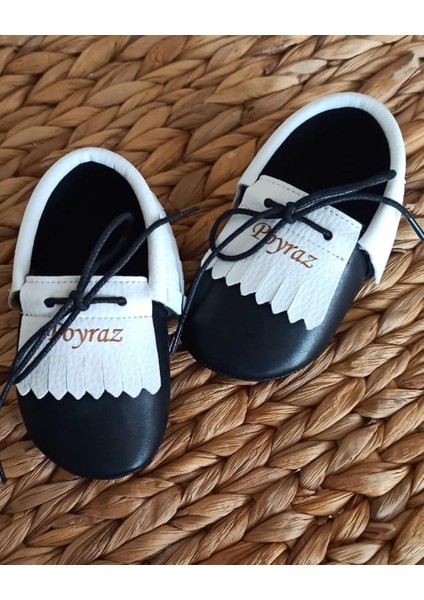 Bebeğinize Özel El Yapımı Siyah - Beyaz Bebek Ayakkabı fiyatları
