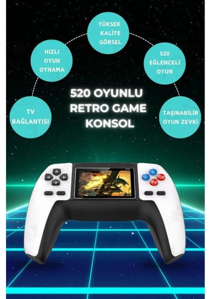 Fırsat7 Q5 Oyun Kutusu Retro El Tipi Oyun Konsolu 500 Oyunlu Tvye Aktarma Özellikli G4 Dahili Ateri