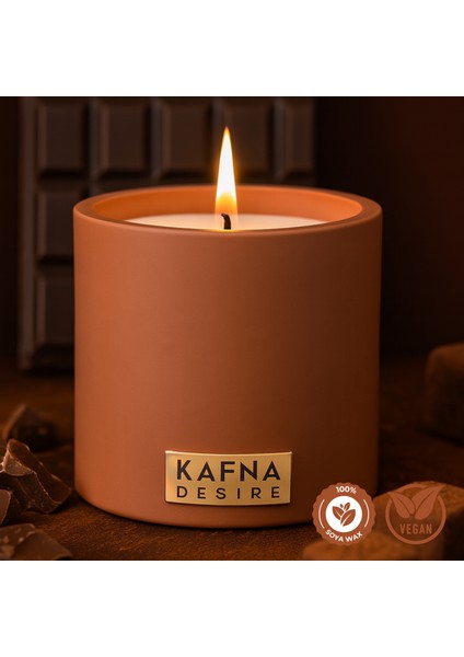 Çikolata Kokulu Kahverengi Beton Mum – %100 Soya Wax, El Yapımı, Doğal Vegan Mum
