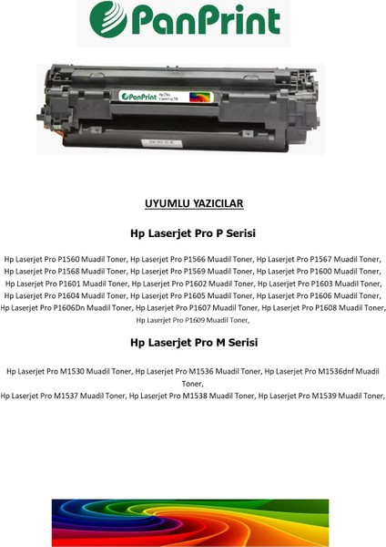 Hp Laserjet Pro P1607 - P1608 Muadil Toner (CE278A) fiyatları